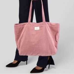 Sezane Pink Corduroy Tote Bag
